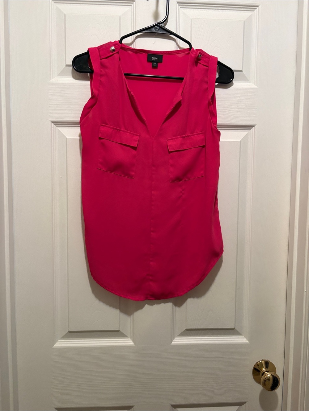 Button-Shoulder V-Neck Pocket Camisole in Hot Pink by Worthington